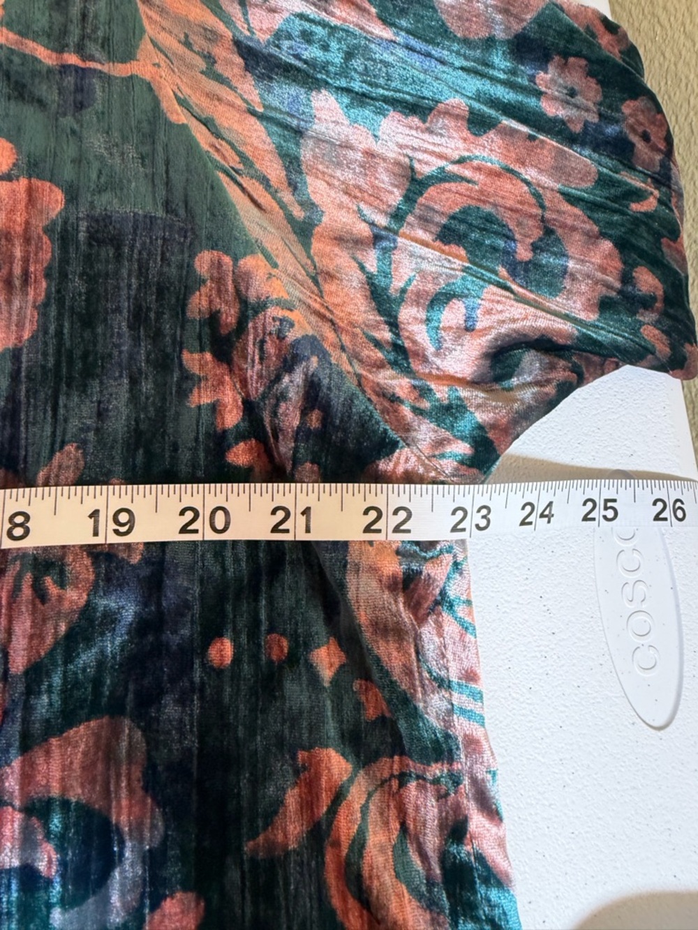 Anthropologie Velvet Floral Blouse – Boho Romantic Top, Teal With Pink, Shiny - Picture 4 of 8